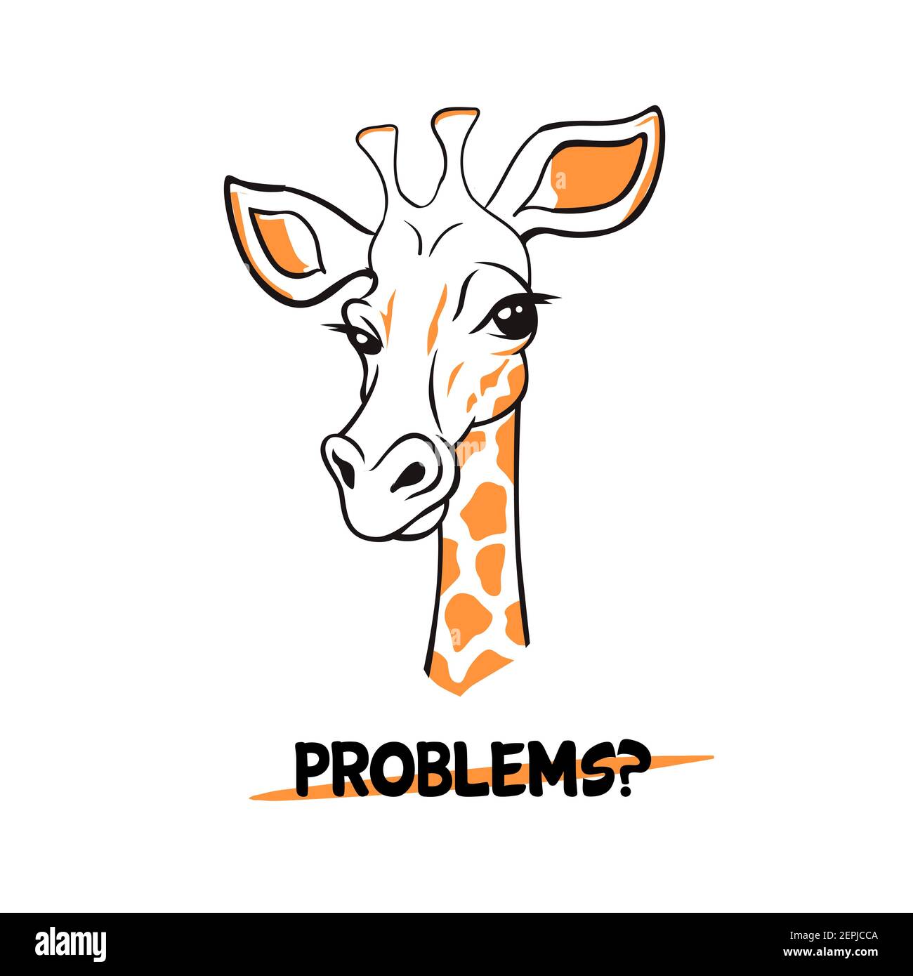 Clipart de girafe suspect. L'animal étiré pose des problèmes. Illustration de Vecteur