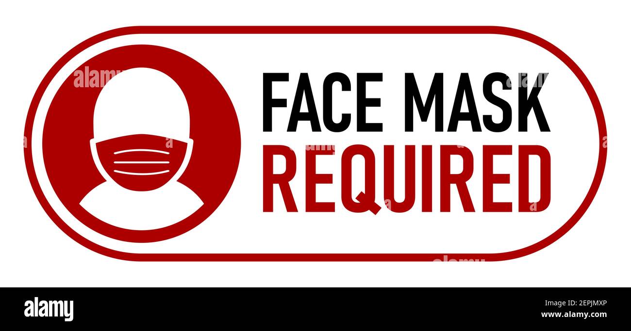 Masque de visage requis sur l'icône d'avertissement de style de curseur désactivé. Image vectorielle. Illustration de Vecteur