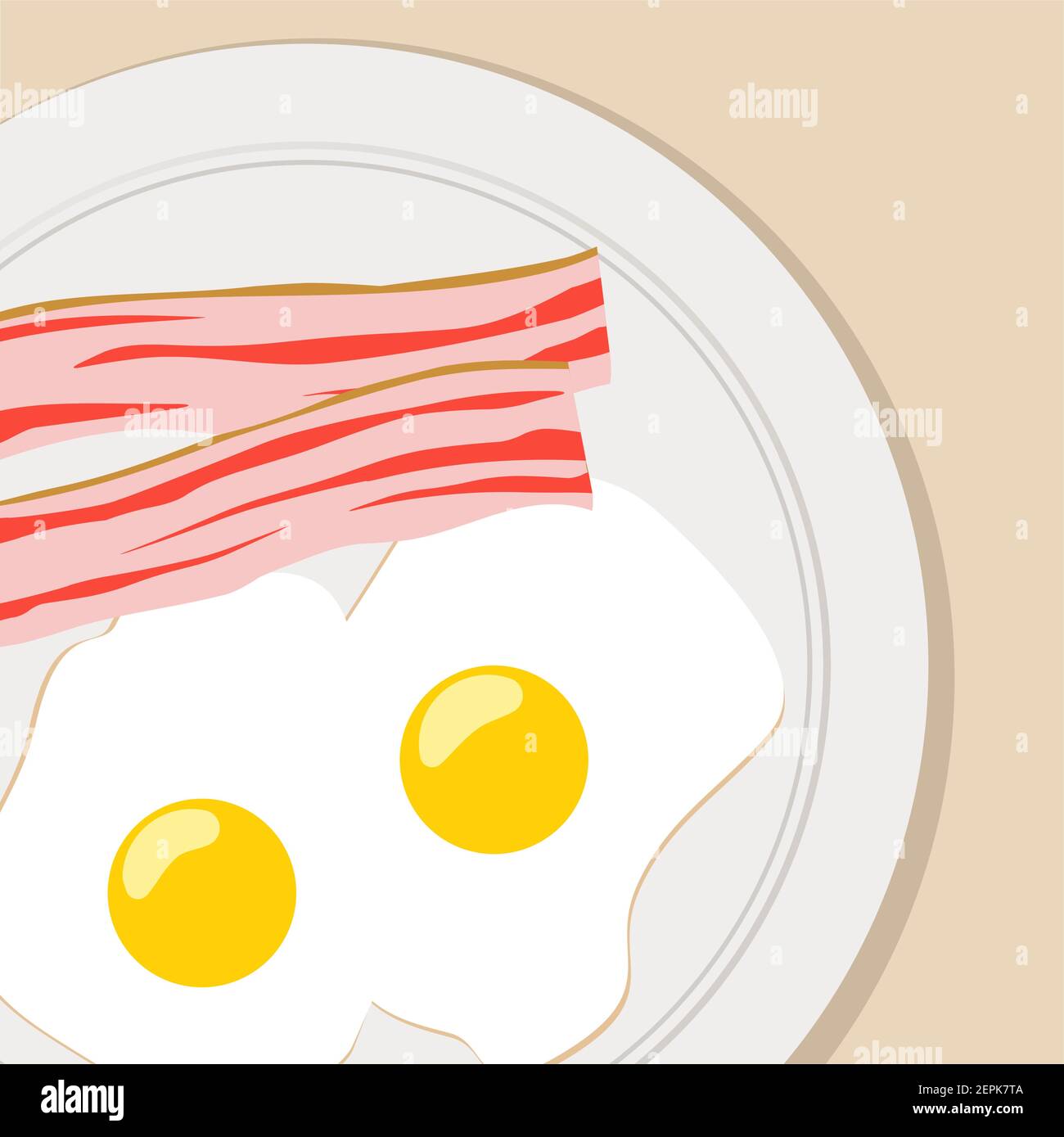 Petit déjeuner plat Vector illustration oeufs Bacon. Illustration de Vecteur