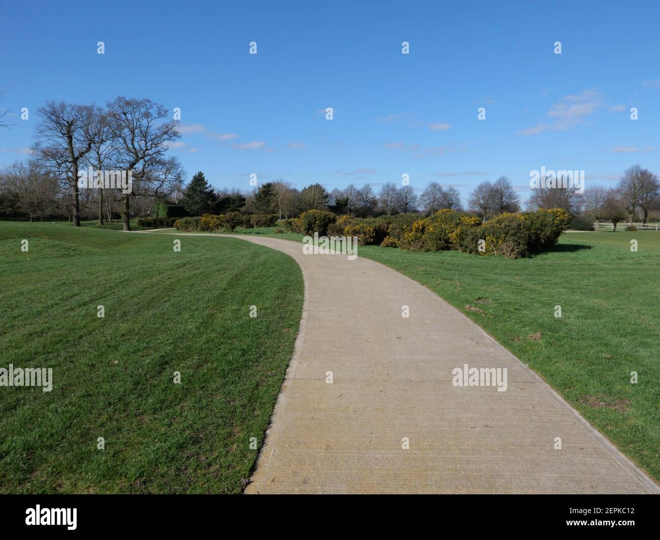 Situé à Denham, le Buckinghamshire Golf Club est un parcours de golf de championnat idyllique de 18 trous et un pavillon. Le parcours de golf a été conçu par le légendaire Ryder Cup Captain, John Jacobs, qui a fait de grands efforts pour transformer le parc roulant du domaine en un parcours de golf mature et stimulant au-delà de ses années. Le club a l'honneur d'être le domicile des Ladies European Tour et témoigne de la qualité du cours que nous avons accueilli de nombreux événements professionnels au cours des années. Y compris la série Rose Ladies la plus récente, le jeu de match de Anderson Consulting World. Banque D'Images