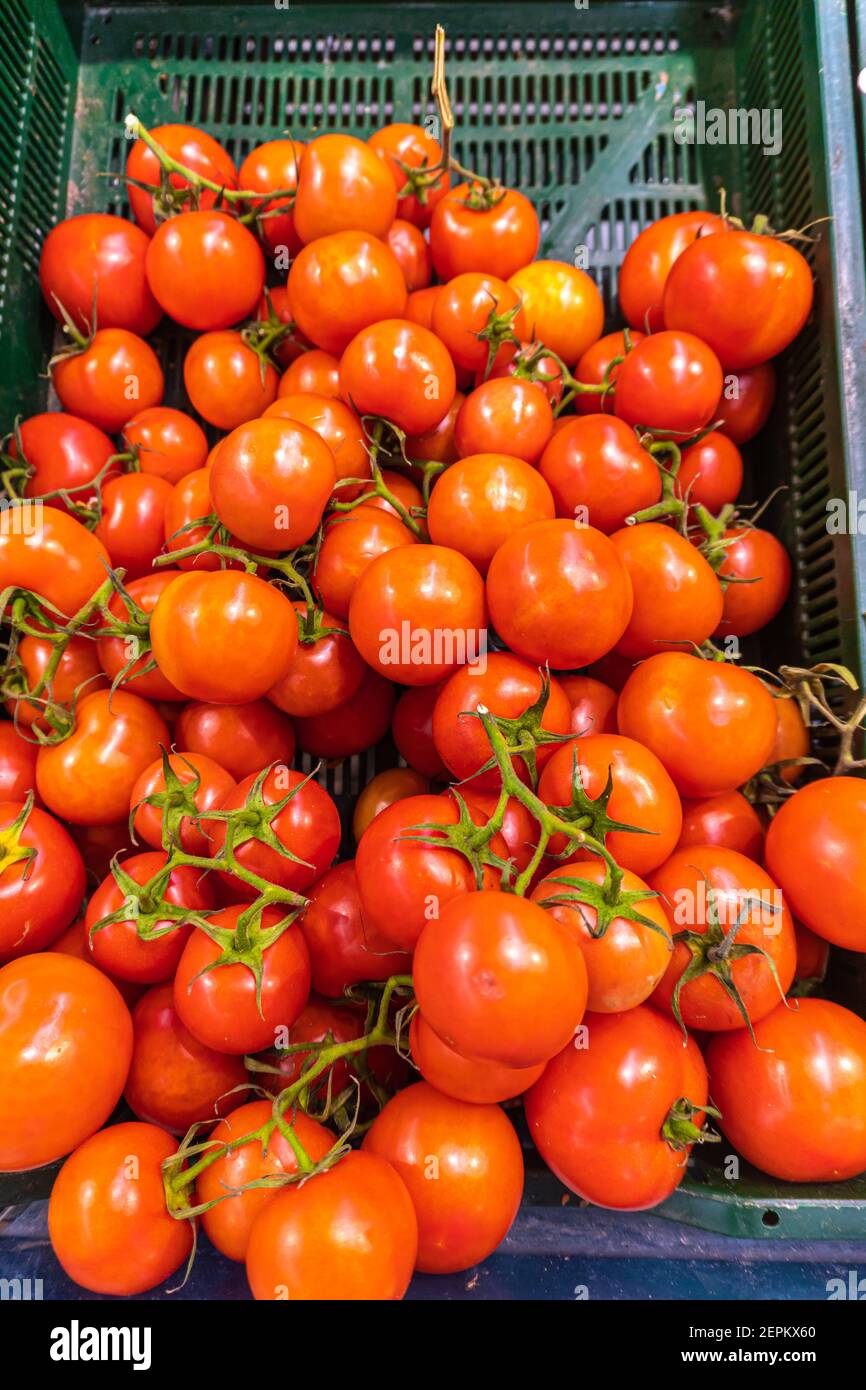 Achetez des plateaux avec des aliments frais sains. Une alimentation saine. Vitamines affichées. Supermarché de nourriture saine Banque D'Images