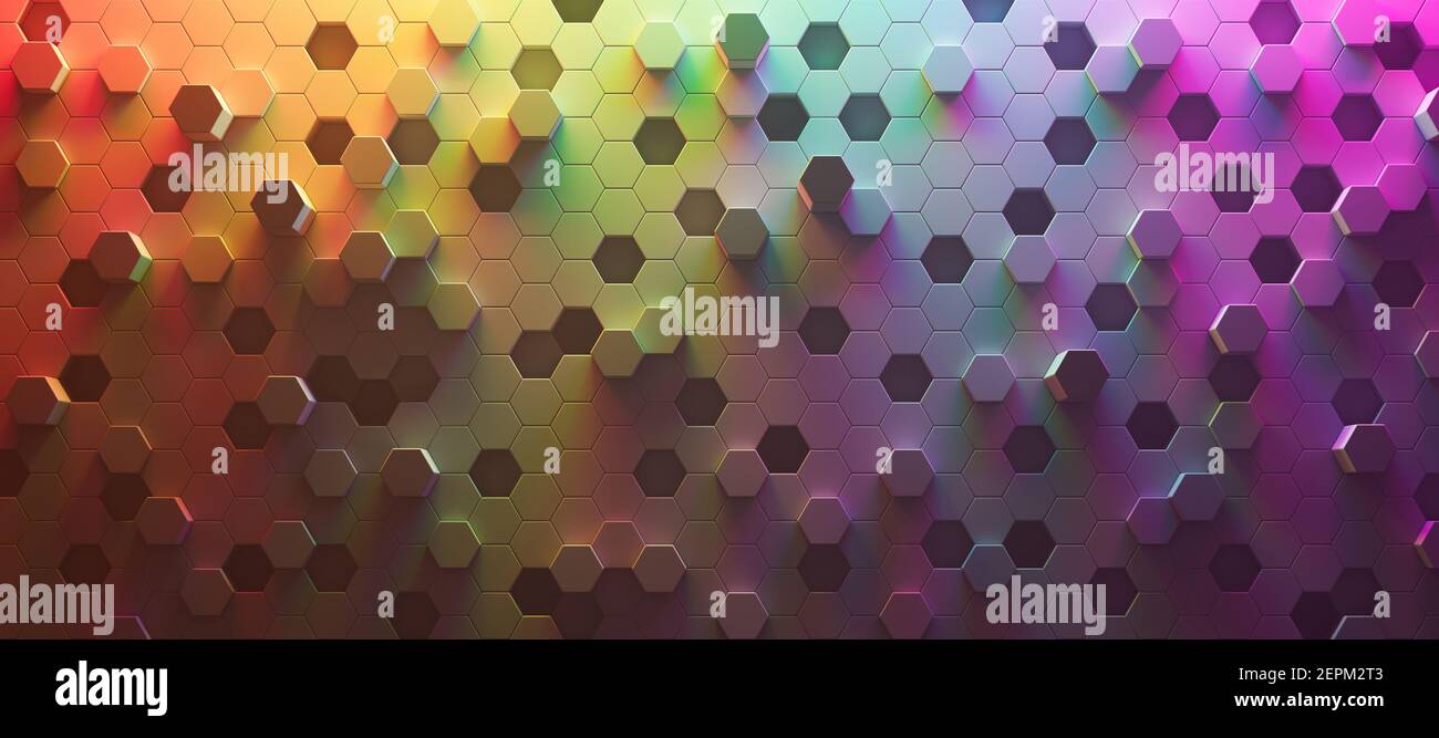 Rainbow Colors hexagons arrière-plan moderne 3d rend l'illustration 3d Banque D'Images