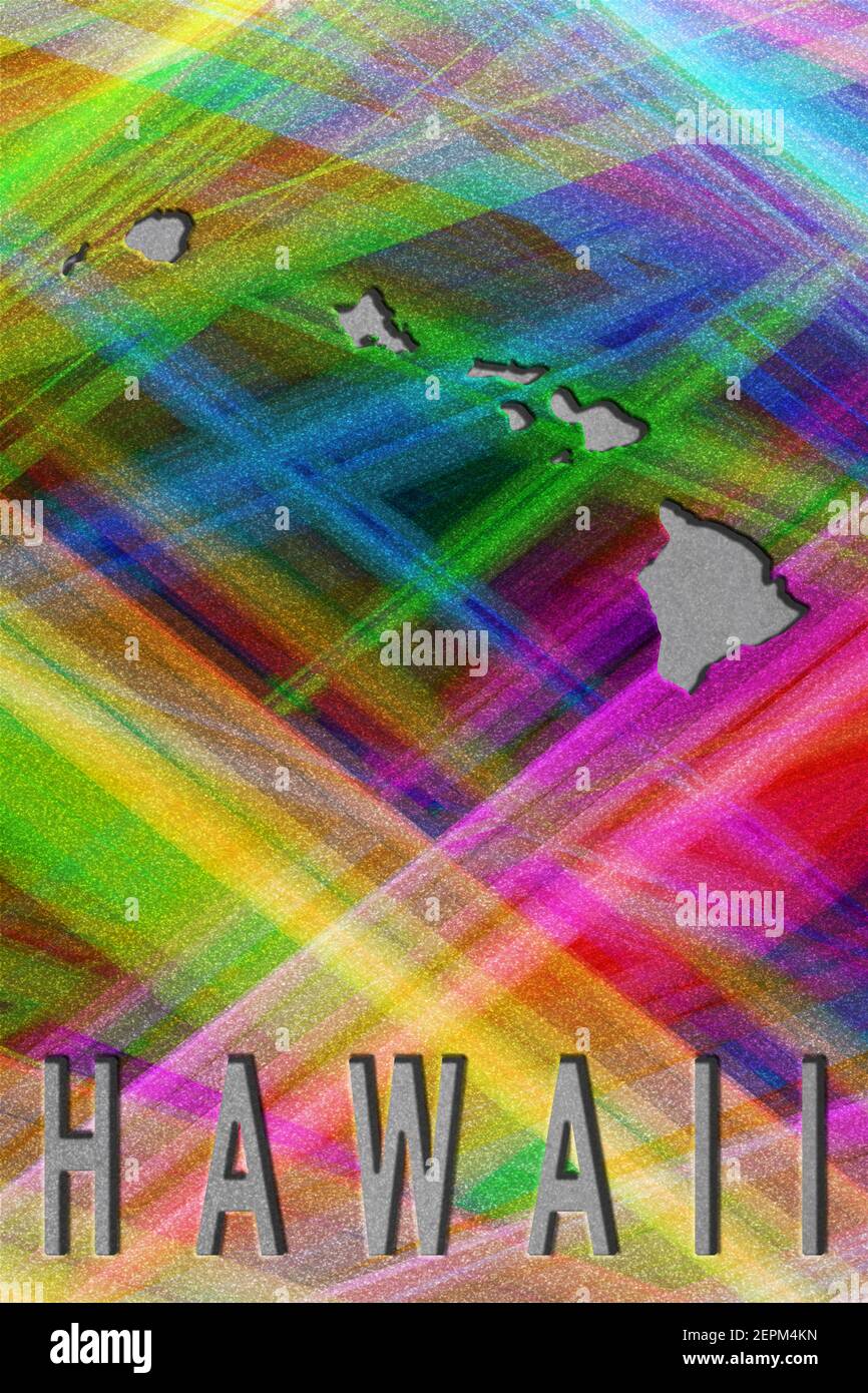 Carte d'Hawaï, arrière-plan coloré, espace copie Banque D'Images