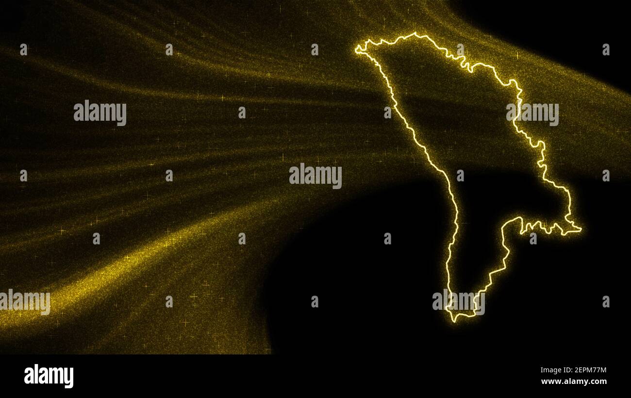 Carte de Moldavie, carte de paillettes dorées sur fond sombre Banque D'Images
