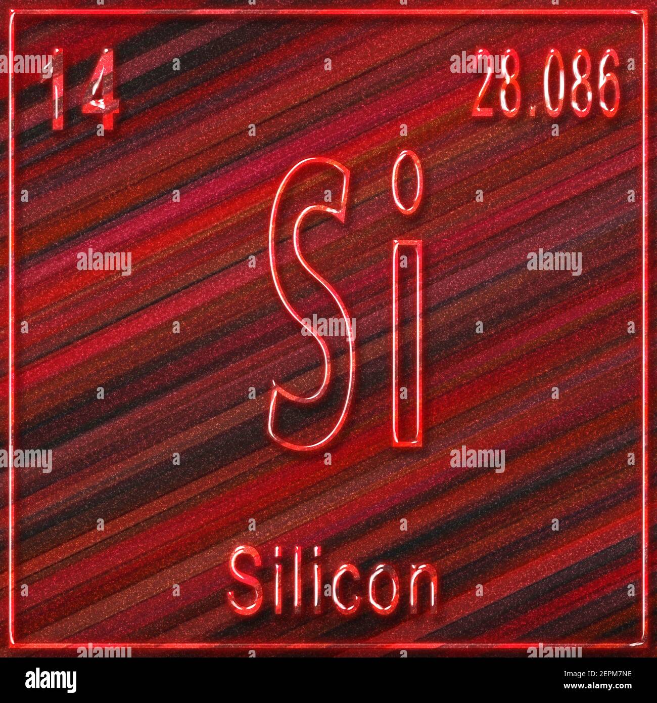Élément chimique en silicium, signe avec numéro atomique et poids — free download