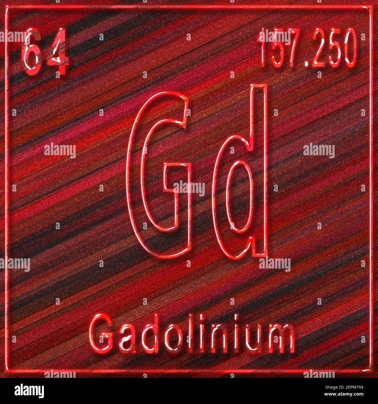 Élément chimique du gadolinium, signe avec le numéro atomique et le poids atomique, élément du tableau périodique Banque D'Images