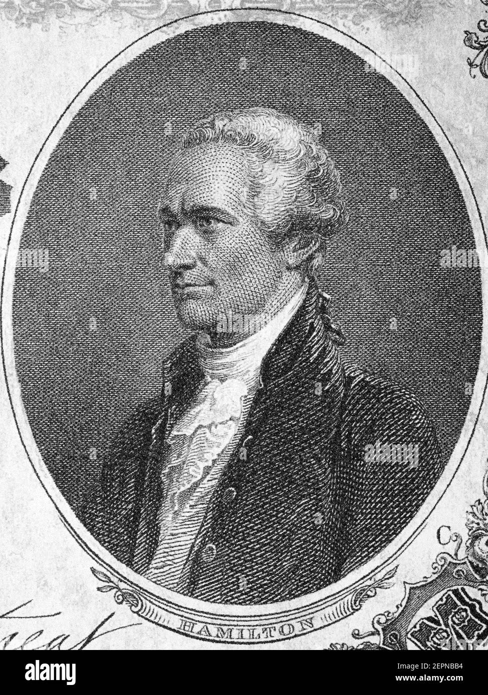 Alexander Hamilton un portrait de la vieille monnaie américaine Banque D'Images