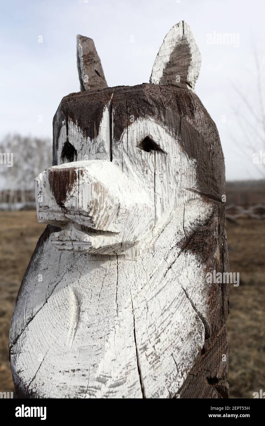 Tête De Chien En Bois Sculpté - Déco Rustique, Artisanat