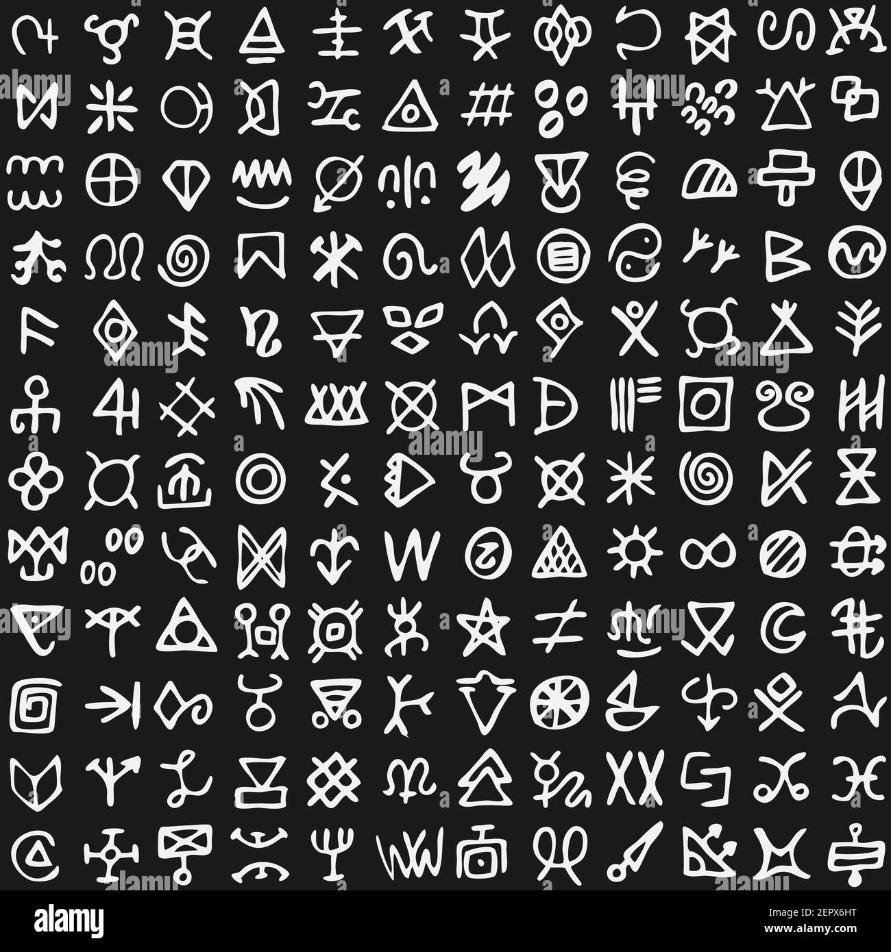 Ensemble de symboles runes. Symboles occultes anciens vikings, comme des lettres sur blanc Illustration de Vecteur