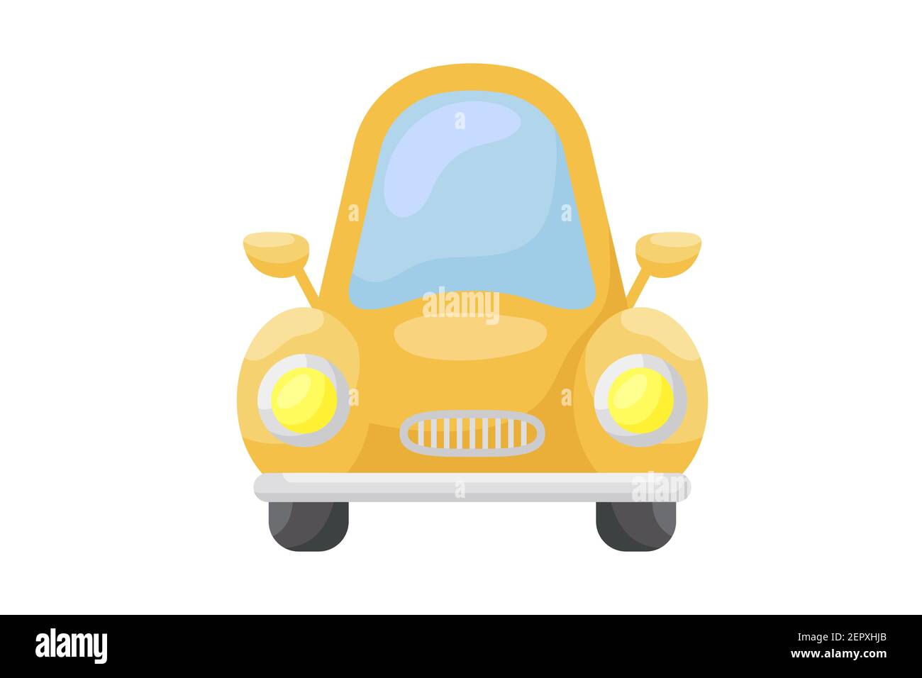 Jolie Voiture Jaune Sur Fond Blanc Transport De Dessins Animes Pour Les Cartes D Enfants Douche De Bebe Invitation D Anniversaire Interieur De Maison Vecto Pueril De Couleur Vive Image Vectorielle Stock Alamy