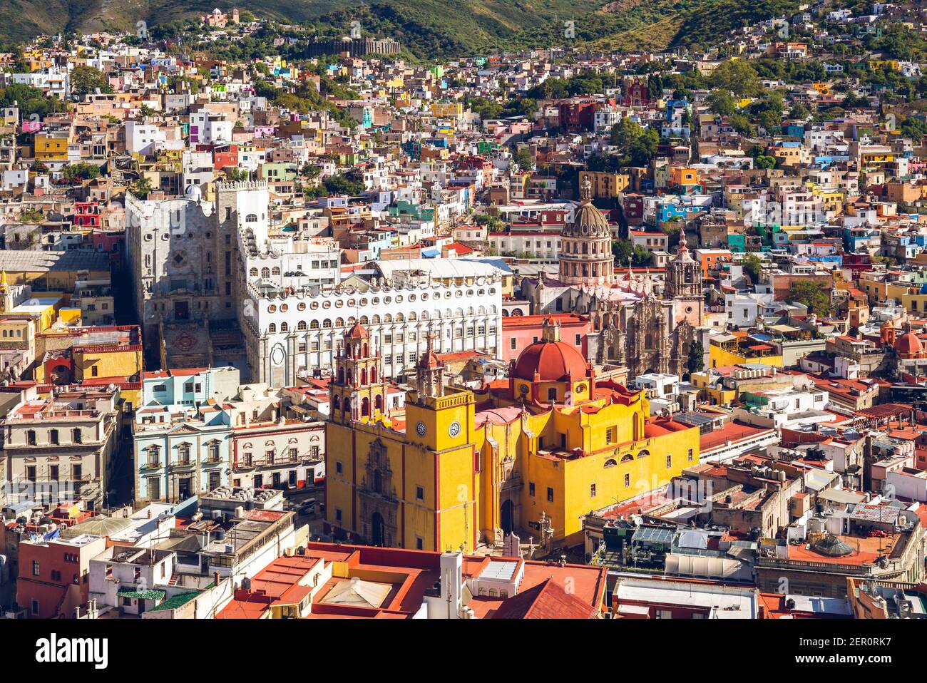 Vue aérienne de la cathédrale de Guanajuato au Mexique Banque D'Images