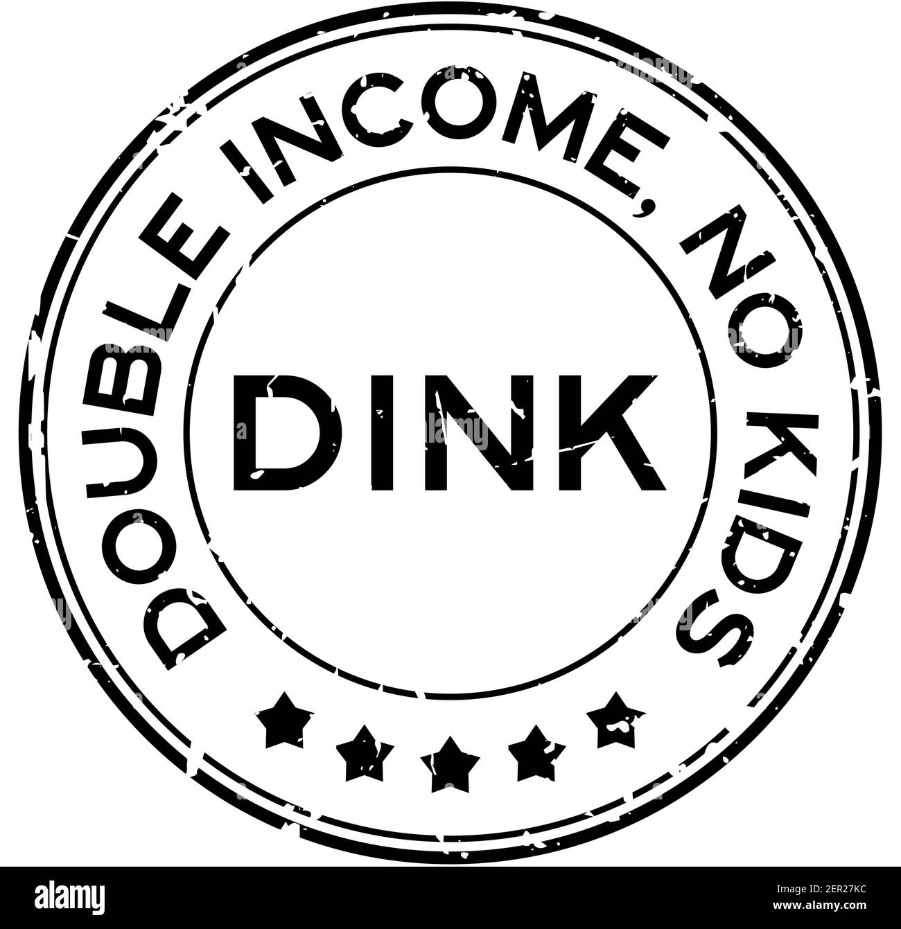 Grunge noir DINK Double revenu aucun mot pour enfants autour du caoutchouc cachet sur fond blanc Illustration de Vecteur