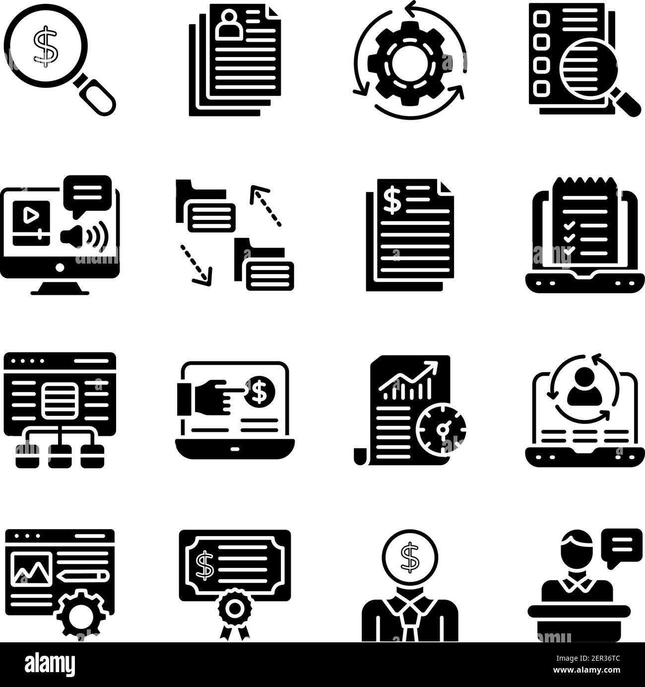 Pack d'icônes E Business Solid Illustration de Vecteur