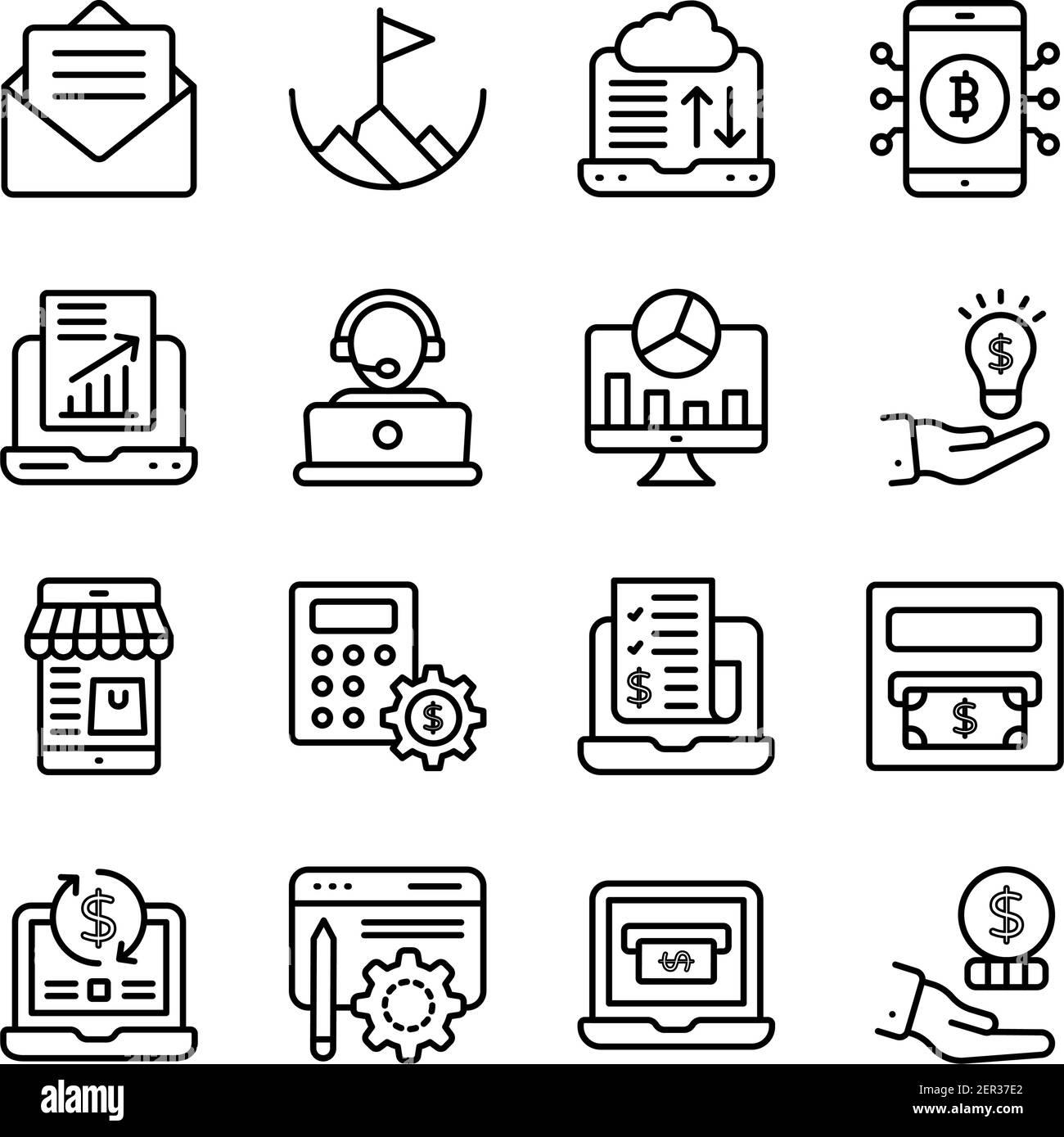 Pack d'icônes linéaires d'analyse de données en ligne Illustration de Vecteur