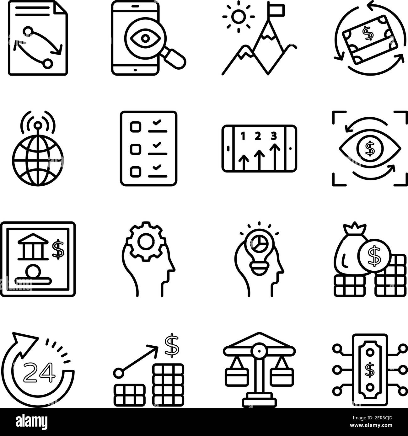 Business et Fintech Linear Icons Pack Illustration de Vecteur