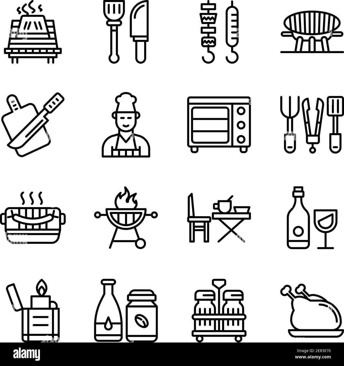 Pack d'icônes linéaires de Camping Illustration de Vecteur