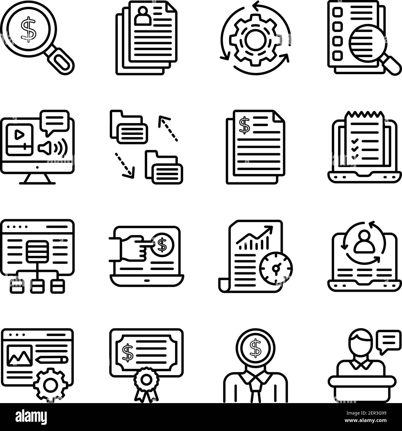 Pack d'icônes linéaires E Business Illustration de Vecteur