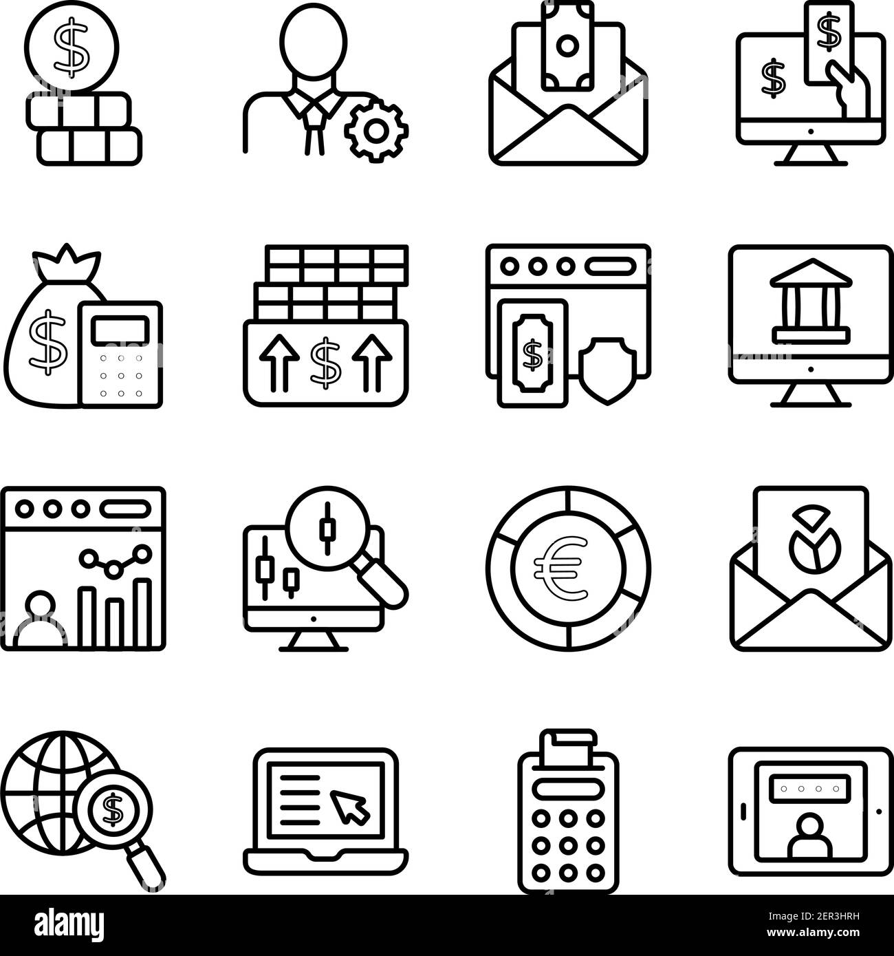 Pack d'icônes linéaires Finance et données Illustration de Vecteur
