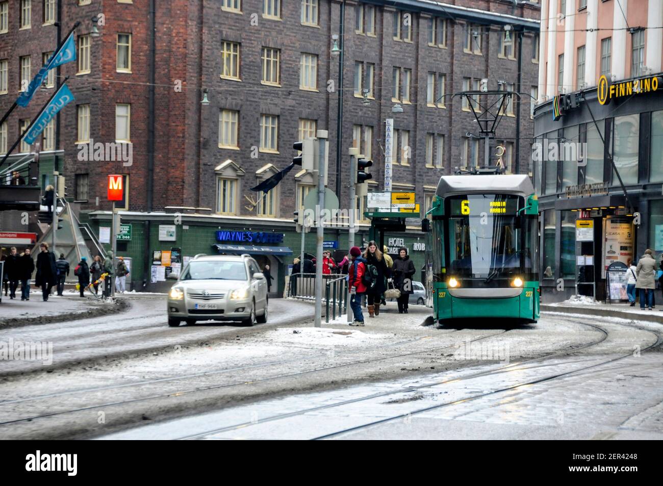 Une zone de circulation très fréquentée à Helsinki, en Finlande Banque D'Images