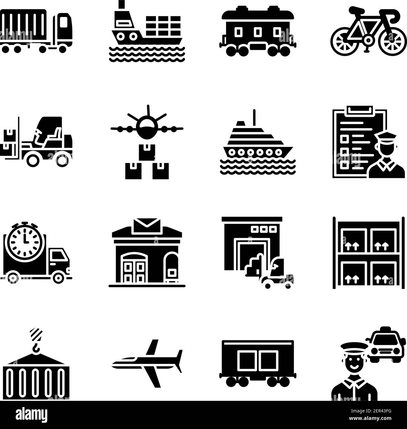 Pack d'icônes solides de transport Illustration de Vecteur
