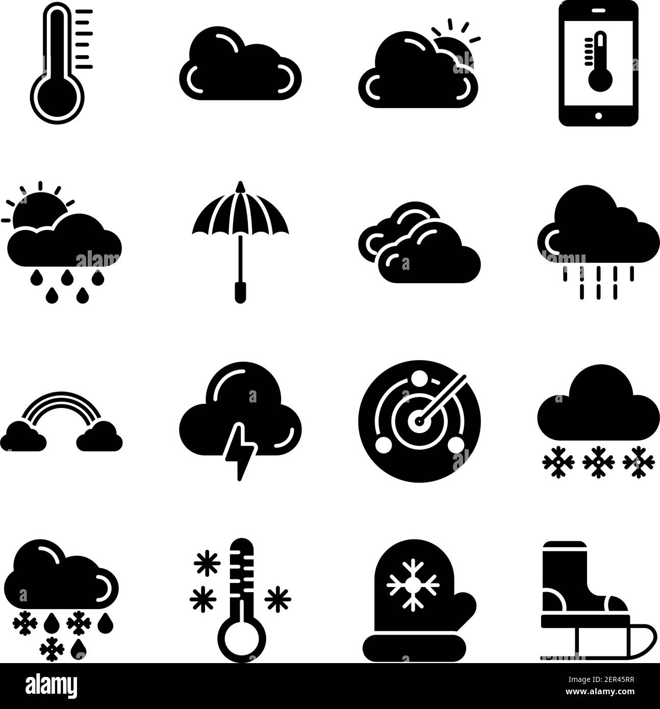 Pack d'icônes météo pleines Illustration de Vecteur