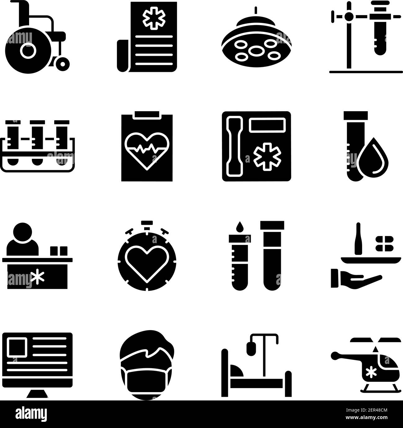 Pack d'icônes solides pour le secteur médical et commercial Illustration de Vecteur