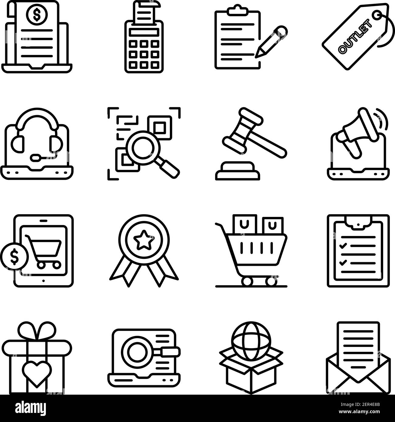 Pack d'icônes d'achats et d'achats linéaires Illustration de Vecteur