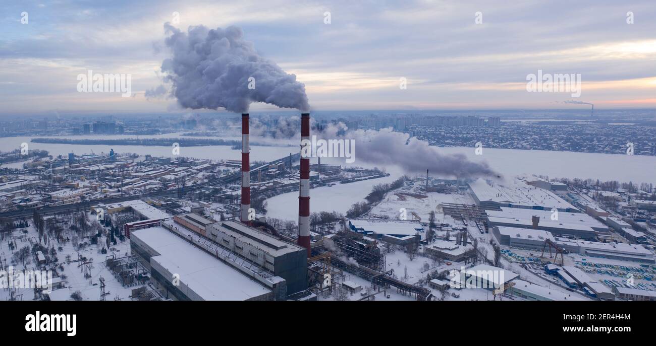 Les émissions nocives dans l'atmosphère sont à l'origine du réchauffement de la planète. Banque D'Images