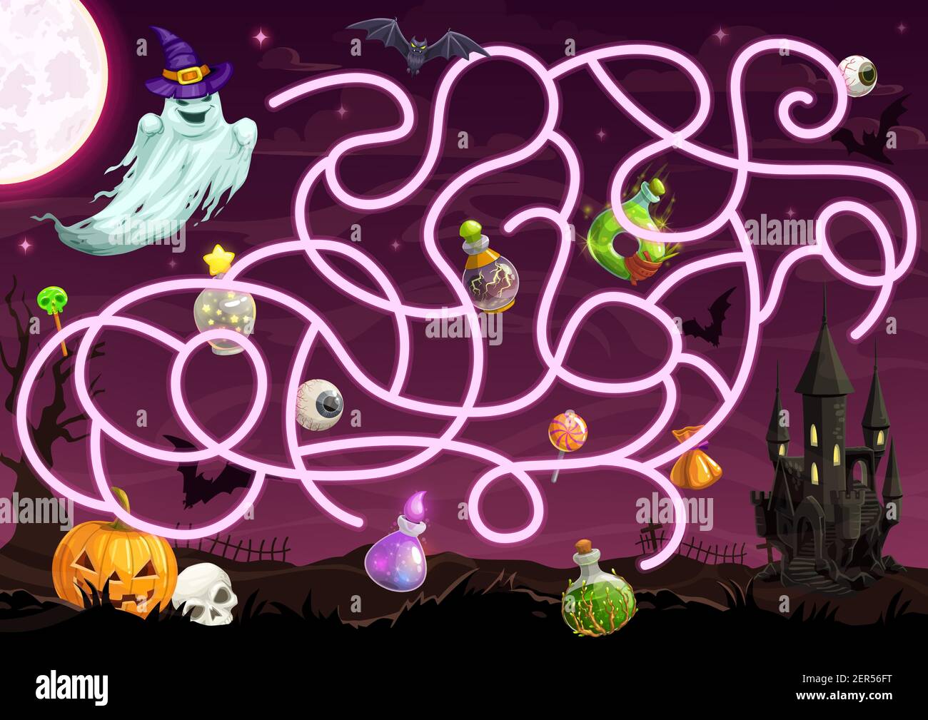 Halloween jeu de labyrinthe avec labyrinthe modèle de vecteur de ...