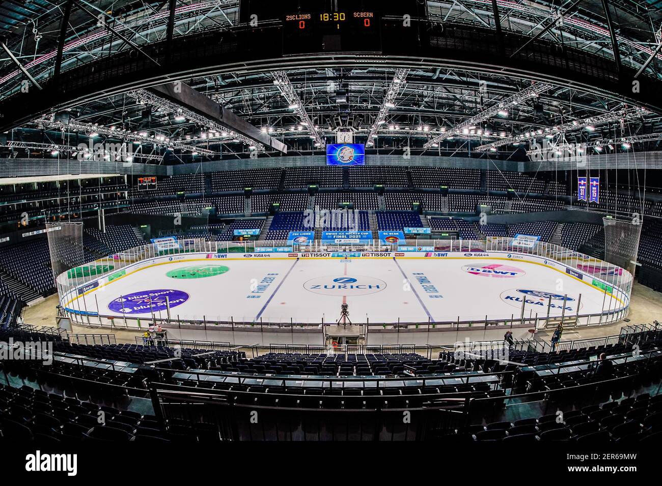 28.02.2021, Zurich, Hallenstadion, finale de la coupe de hockey sur glace : ZSC Lions - SC Berne, Hallenstadion avant la finale (Suisse/Allemagne/Autriche/Croatie) Banque D'Images