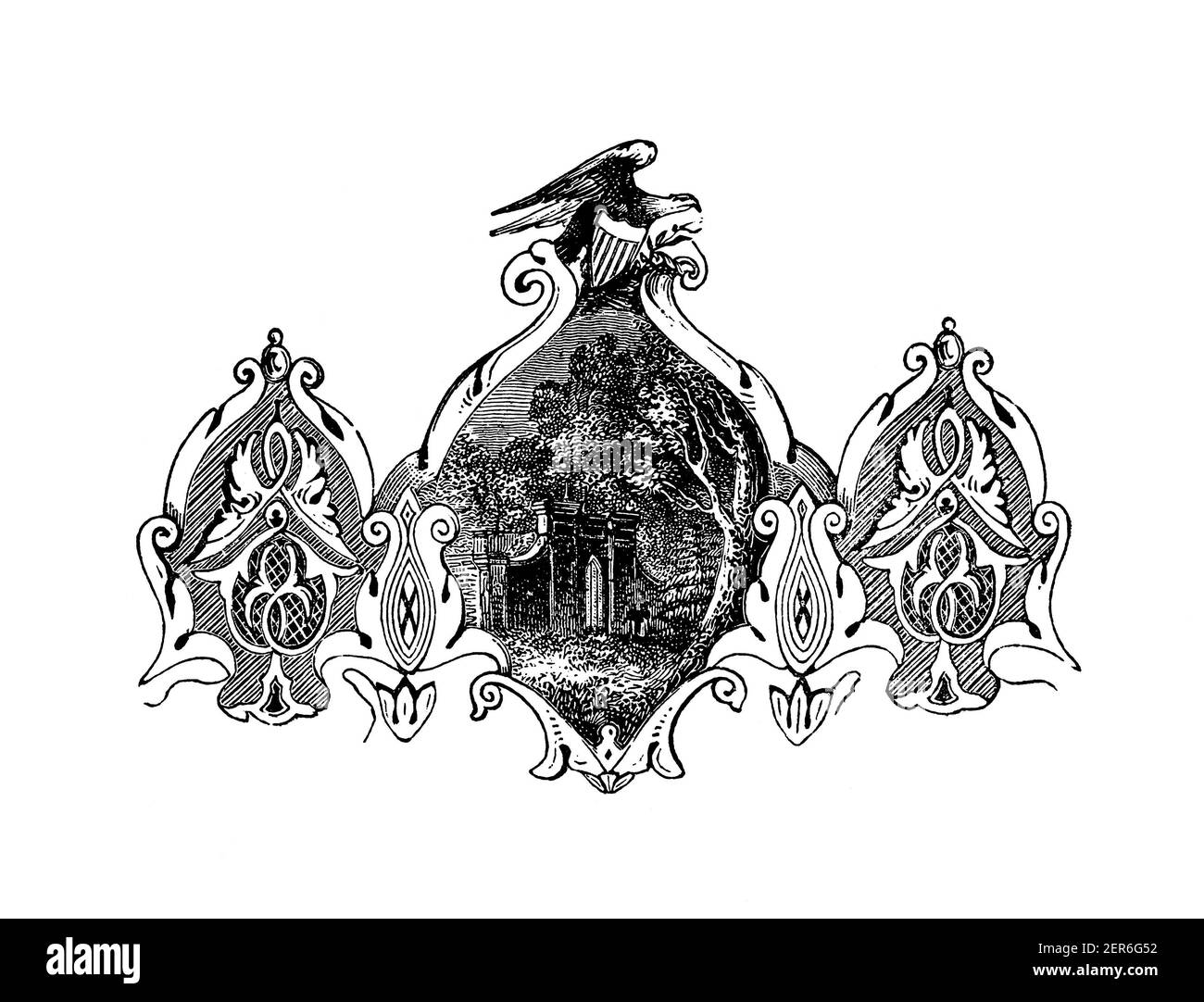 Illustration antique du tombeau de George Washington à Mount Vernon, Virginie. Gravure publiée dans The Pictorial Life of General Washington par J. Fros Banque D'Images