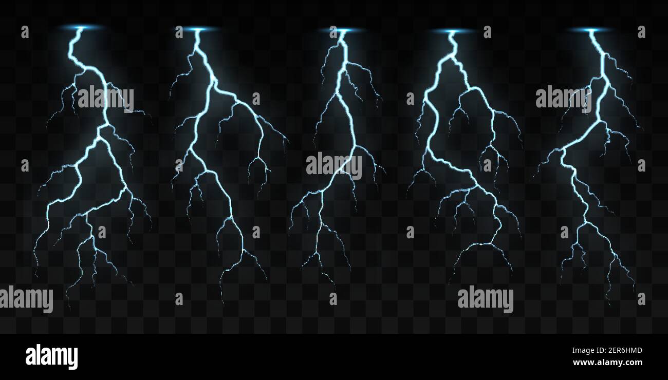 Frappes électriques ou de foudre, flashs vectoriels, lieu d'impact, plasma ou énergie magique de couleur bleue. Décharge électrique puissante, 3D Elect réaliste Illustration de Vecteur