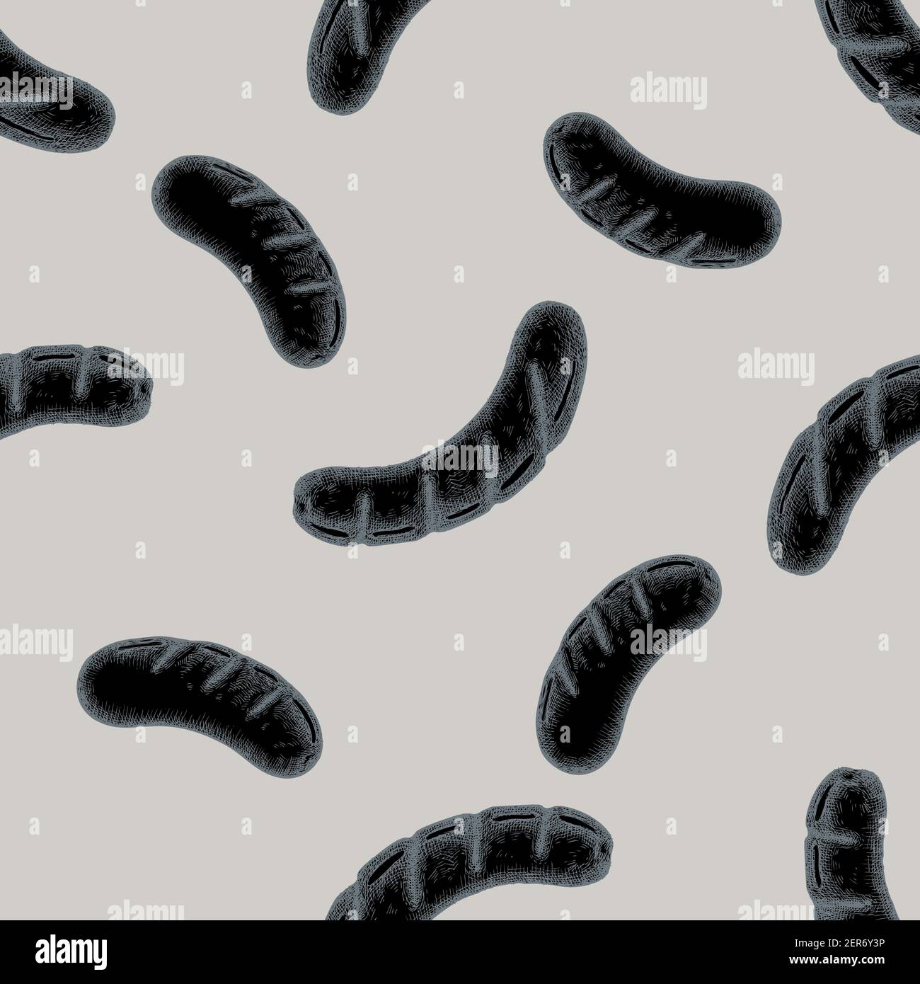 Motif sans couture avec saucisses stylisées dessinées à la main Illustration de Vecteur