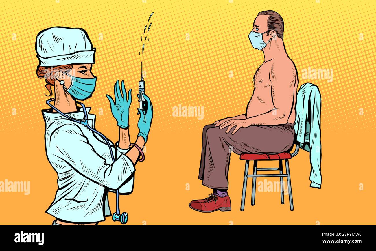 Infirmière de vaccination, covid19 traitement et soins de santé Illustration de Vecteur