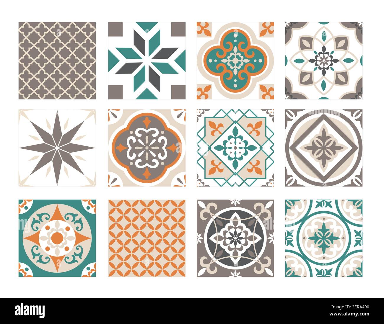 Décoration de carrelage ensemble de patchwork coloré, céramique géométrique abstrait décoratif Illustration de Vecteur
