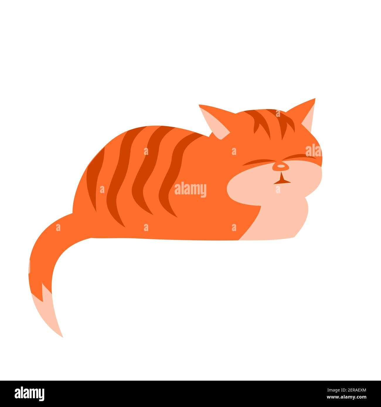 Dessin animé rayé gingembre chat dormant doux. Illustration vectorielle isolée sur fond blanc Illustration de Vecteur