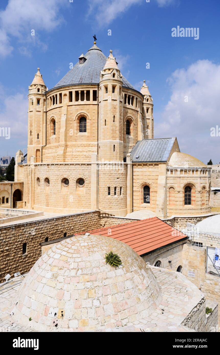 „Basilique de l'Assomption“ aussi „Basilique de la Dormition“ de l'Abbaye „de la Dormition“ sur le Mont Sion, lieu de l'Assomption „de Marie“, Jérusalem Banque D'Images