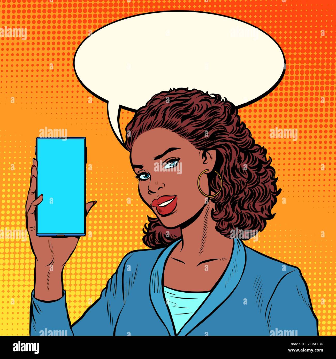 une femme d'affaires africaine dirige un flux au téléphone Illustration de Vecteur