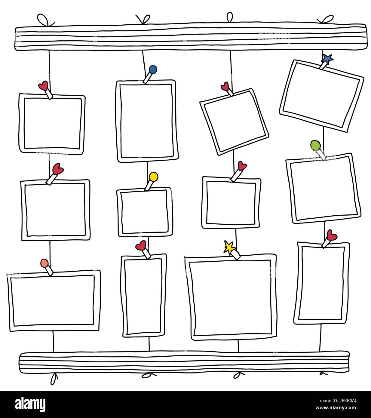 Définir des cadres photo dessin main illustration vectorielle noire Illustration de Vecteur