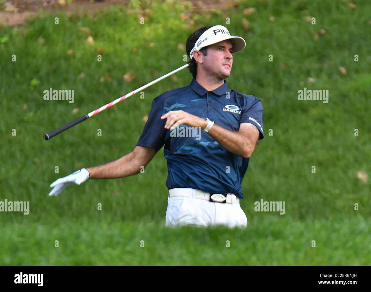 Jeudi 21 juin 2018: Bubba Watson sort son club après son tir de tee sur le 15ème trou lors de la ronde d'ouverture du championnat de golf Travelers à TPC River Highlands à Cromwell, Connecticut. Gregory Vasil/(photo de Gregory Vasil/CSM/Sipa USA) Banque D'Images