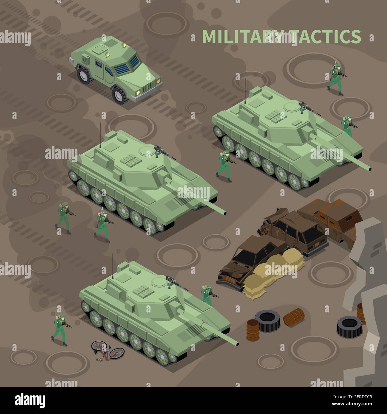 Les tactiques militaires isométriques contexte illustré les soldats avec des fusils avançant sous illustration vectorielle de la couverture des véhicules militaires lourds Illustration de Vecteur Les tactiques militaires isométriques contexte illustré les soldats avec des fusils avançant sous illustration vectorielle de la couverture des véhicules militaires lourds Illustration de Vecteur