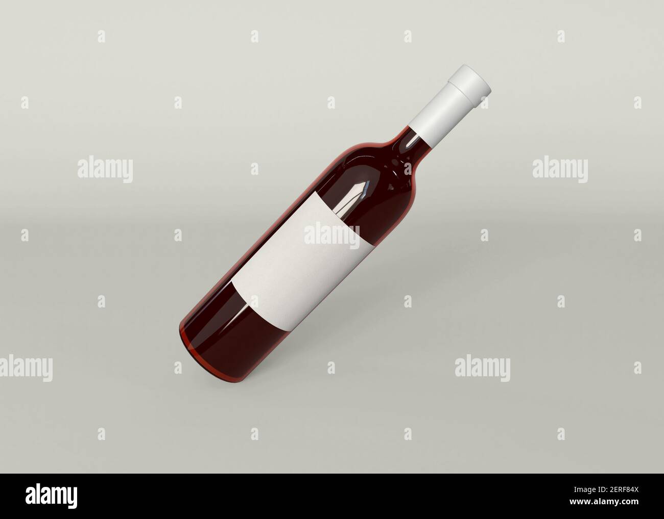 bouteille de vin 3d sur fond blanc Banque D'Images