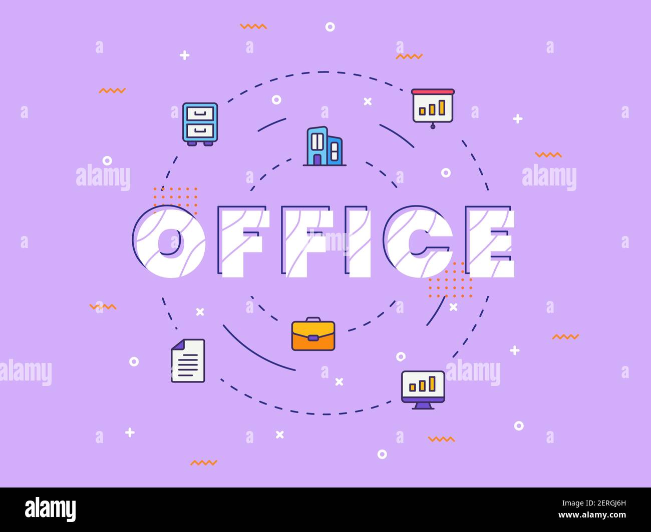 typographie de bureau calligraphie word art avec vecteur de style de couleur pleine illustration de la conception Banque D'Images