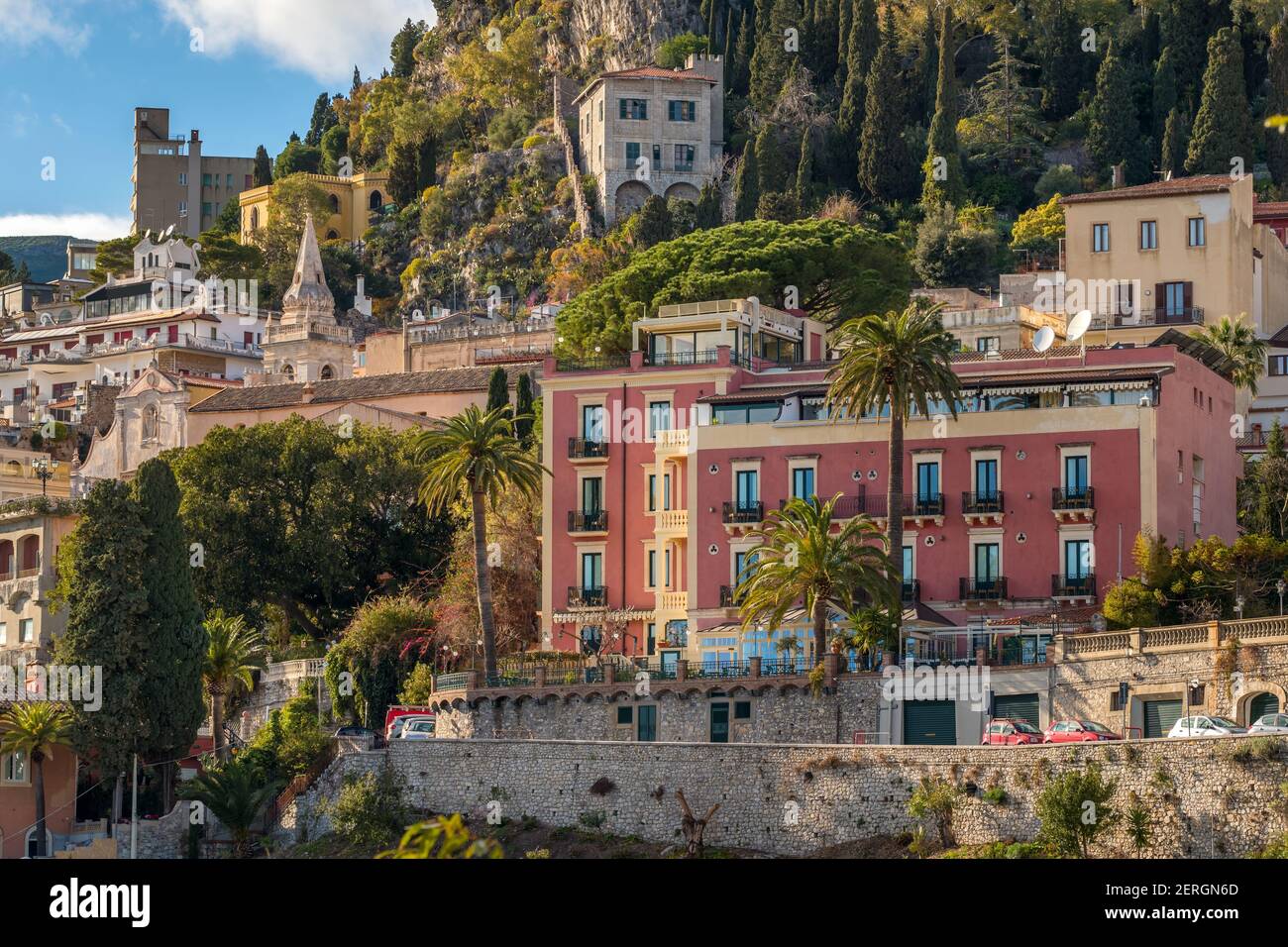 Ville de Taormina, Sicile, Italie Banque D'Images