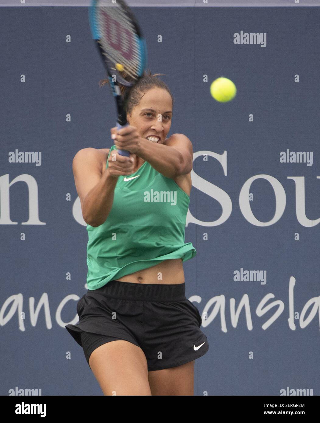 15 août 2018 : Madison Keys (États-Unis) a battu Camila Giorgi (ITA) 6-2, 6-2, à l'Open Western & Southern, au Lindner Family tennis Center de Mason, Ohio. LESLIE Billman/Tennisclix/(photo de Leslie Billman/CSM/Sipa USA) Banque D'Images
