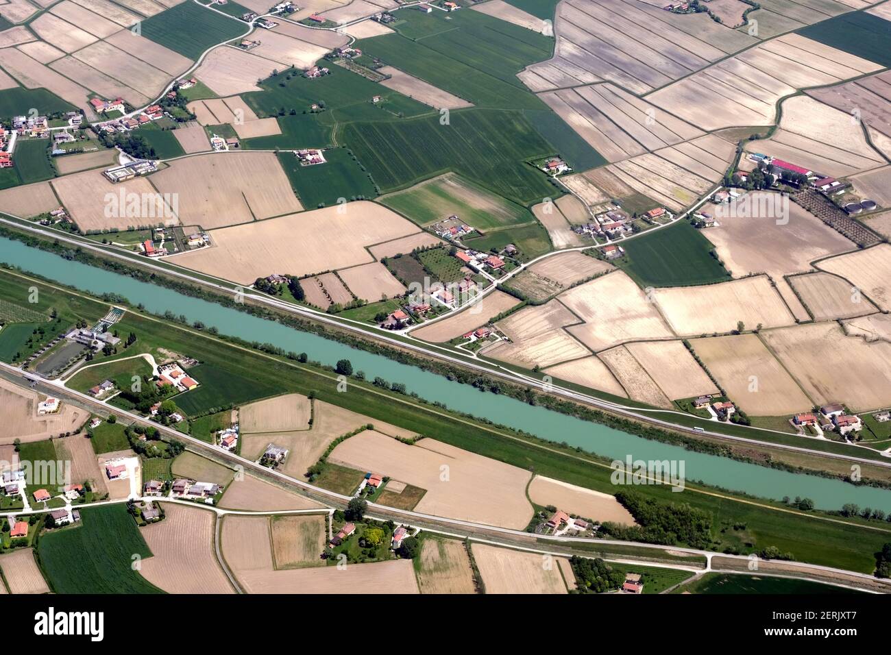 Vue aérienne des terres agricoles près de Venise dans la région de Vénétie De l'Italie Banque D'Images
