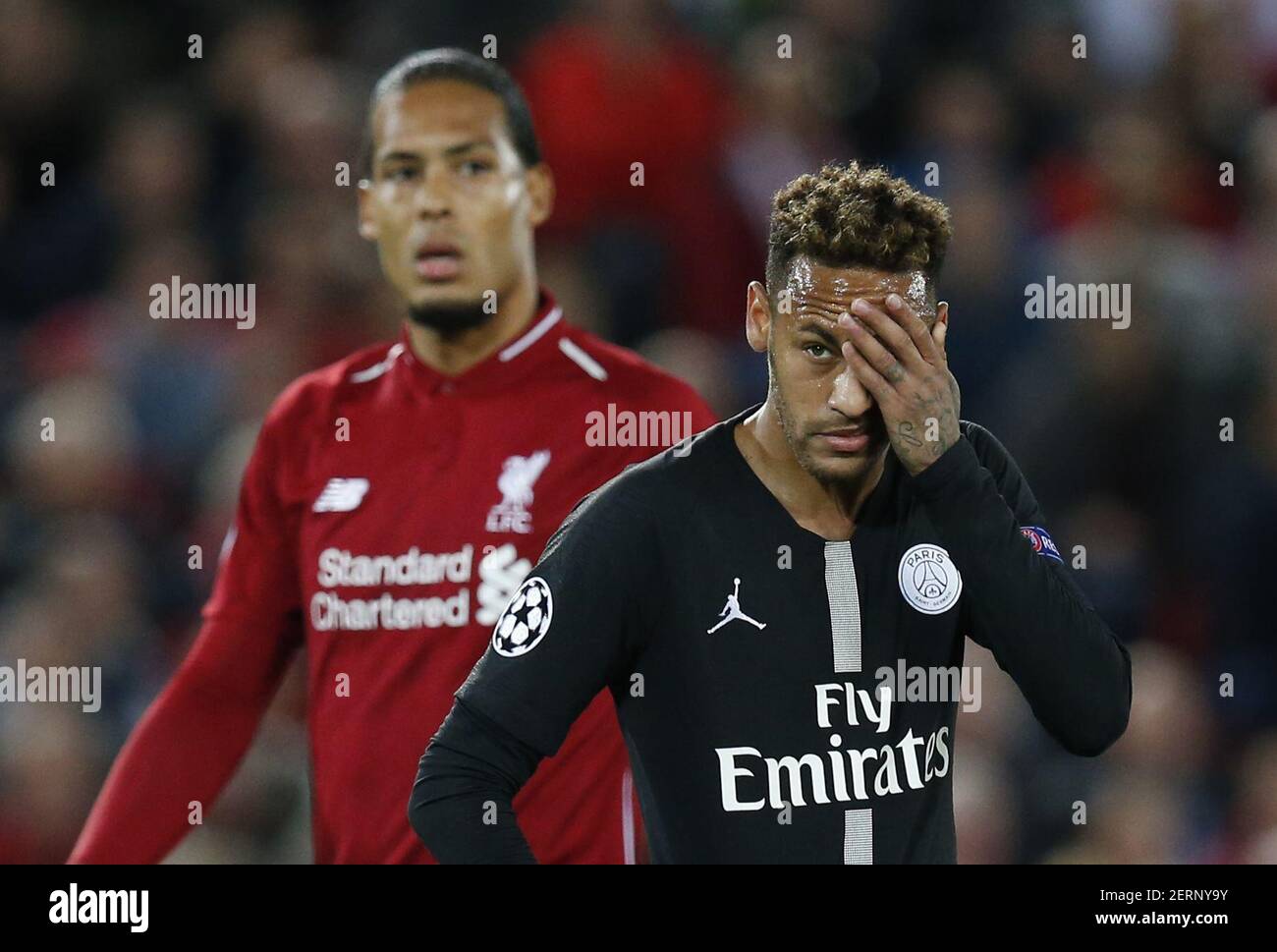 18 septembre 2018 - Liverpool, Royaume-Uni - le PSG avance Neymar lors du match du groupe C de la Ligue des champions de l'UEFA au stade Anfield, à Liverpool. Photo date 18 septembre 2018. Le crédit photo doit se lire comme suit : Andrew Yates/Sportimage/Cal Sport Media/Sipa USA (image de crédit : et copie ; Andrew Yates/CSM/Sipa USA) Banque D'Images