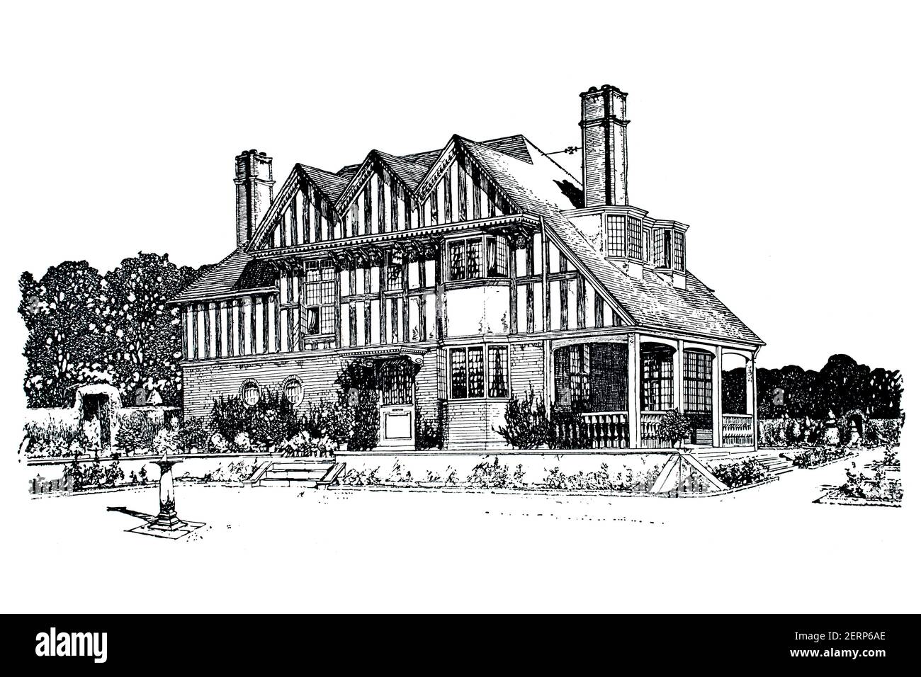 Art et artisanat architecture, Piper’s Hill, maison à Byfleet, surrey, par les architectes écossais Niven et Wigglesworth, de 1900 The Studio an Illustrat Banque D'Images