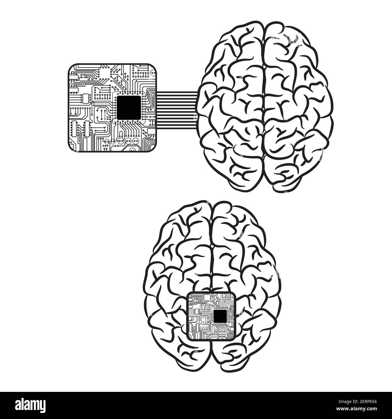Fond de puce microscheme du cerveau Illustration de Vecteur