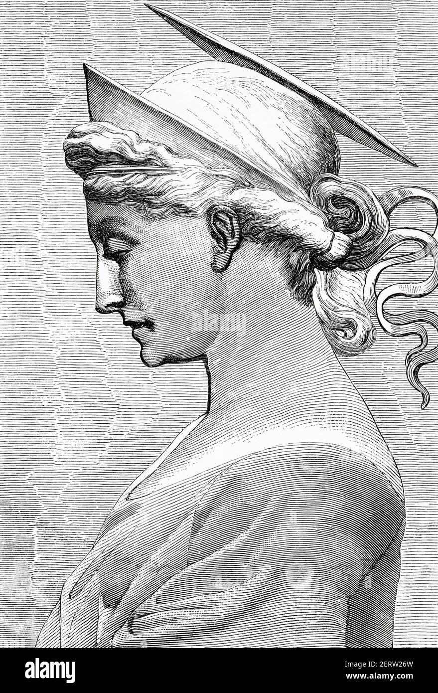 Sancta Caecilia. Saint Cecilia le martyr chrétien patronne de l'église ron de la musique et des musiciens, a vécu autour du 2ème siècle après J.-C. Ancienne illustration gravée du XIXe siècle, El Mundo Ilustrado 1881 Banque D'Images